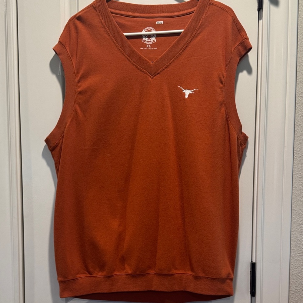 Unisex U. Texas Embroidered Longhorn Logo Sleeveless Cotton Pull-Over Vest